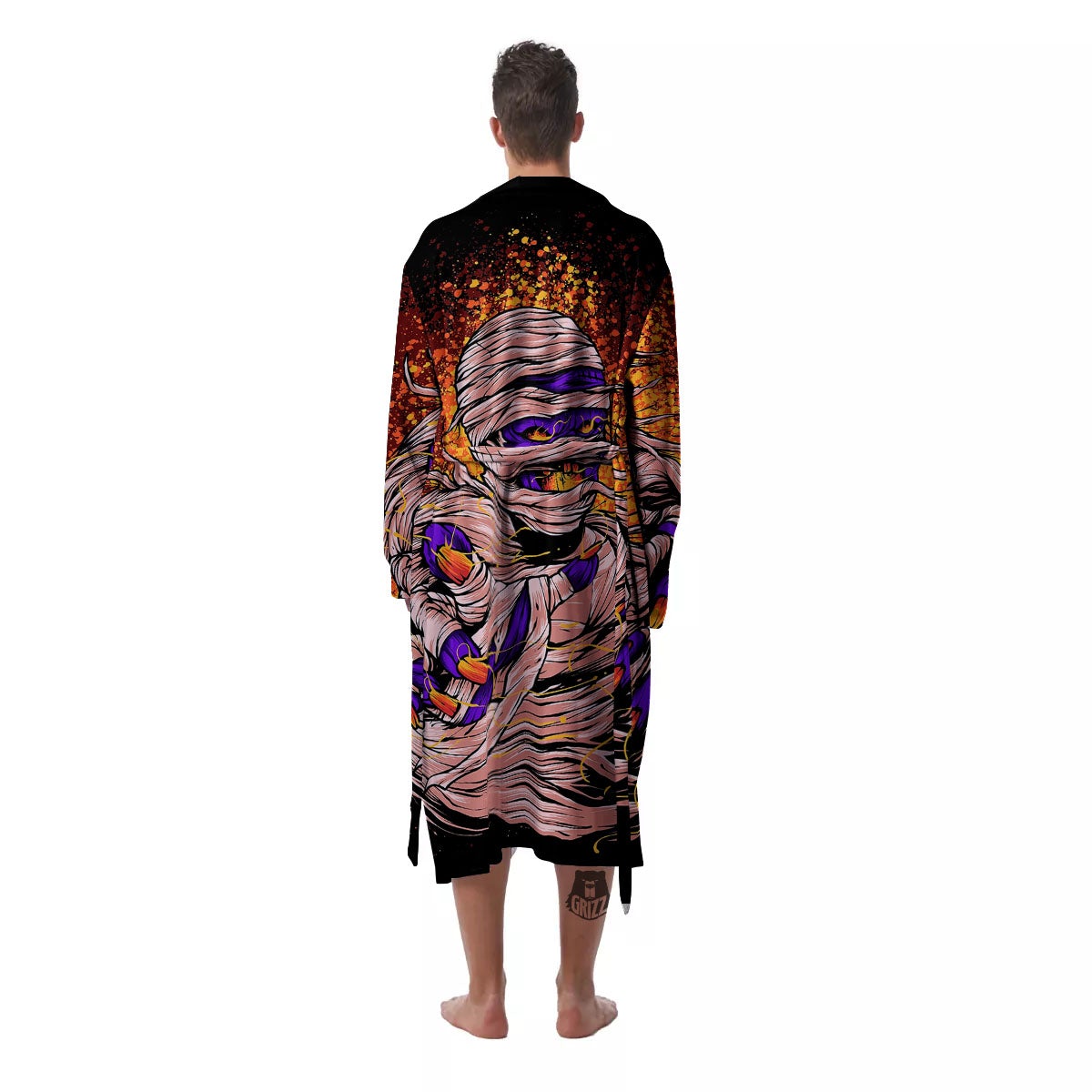 Mummy Halloween Print Men's Robe-grizzshop