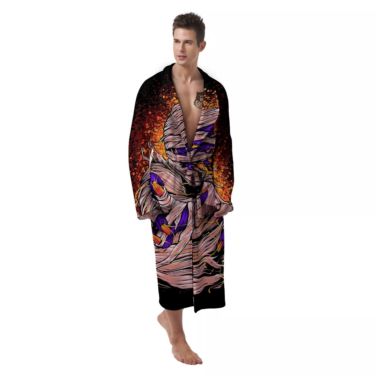 Mummy Halloween Print Men's Robe-grizzshop