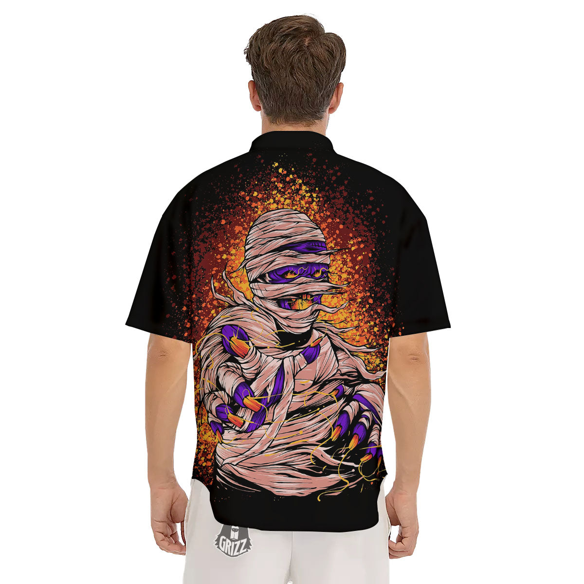 Mummy Halloween Print Men's Short Sleeve Shirts-grizzshop