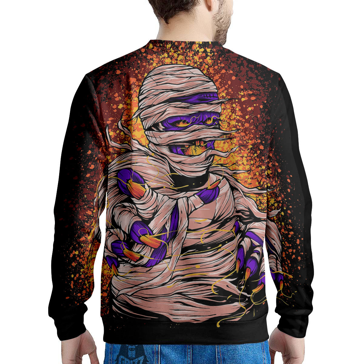 Mummy Halloween Print Men's Sweatshirt-grizzshop