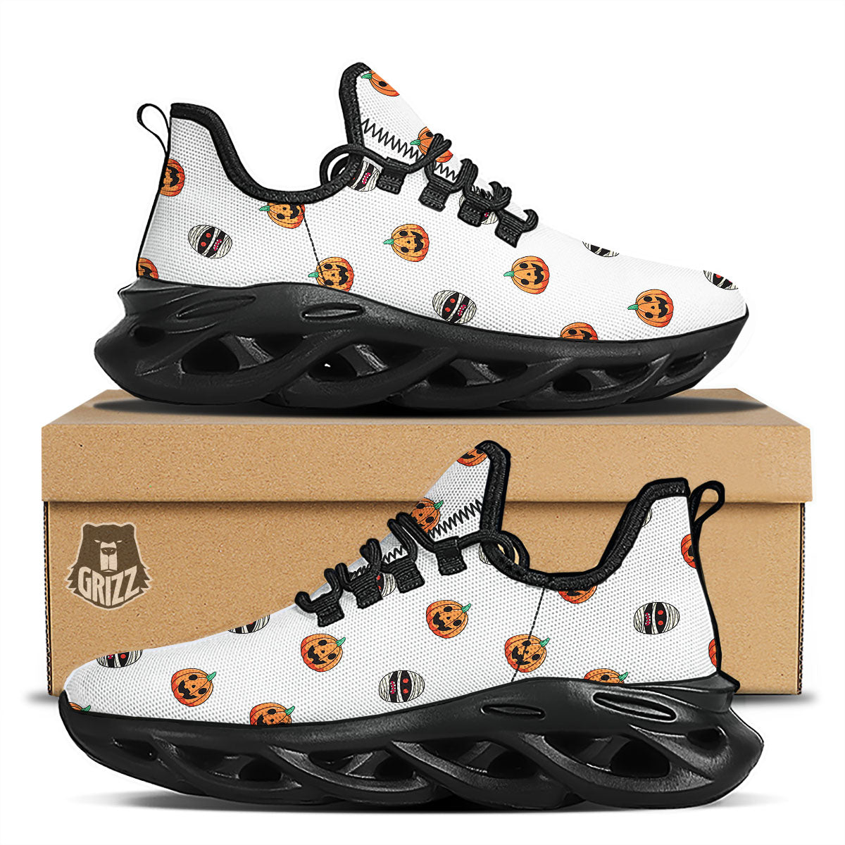 Mummy Halloween Print Pattern Black Running Shoes-grizzshop