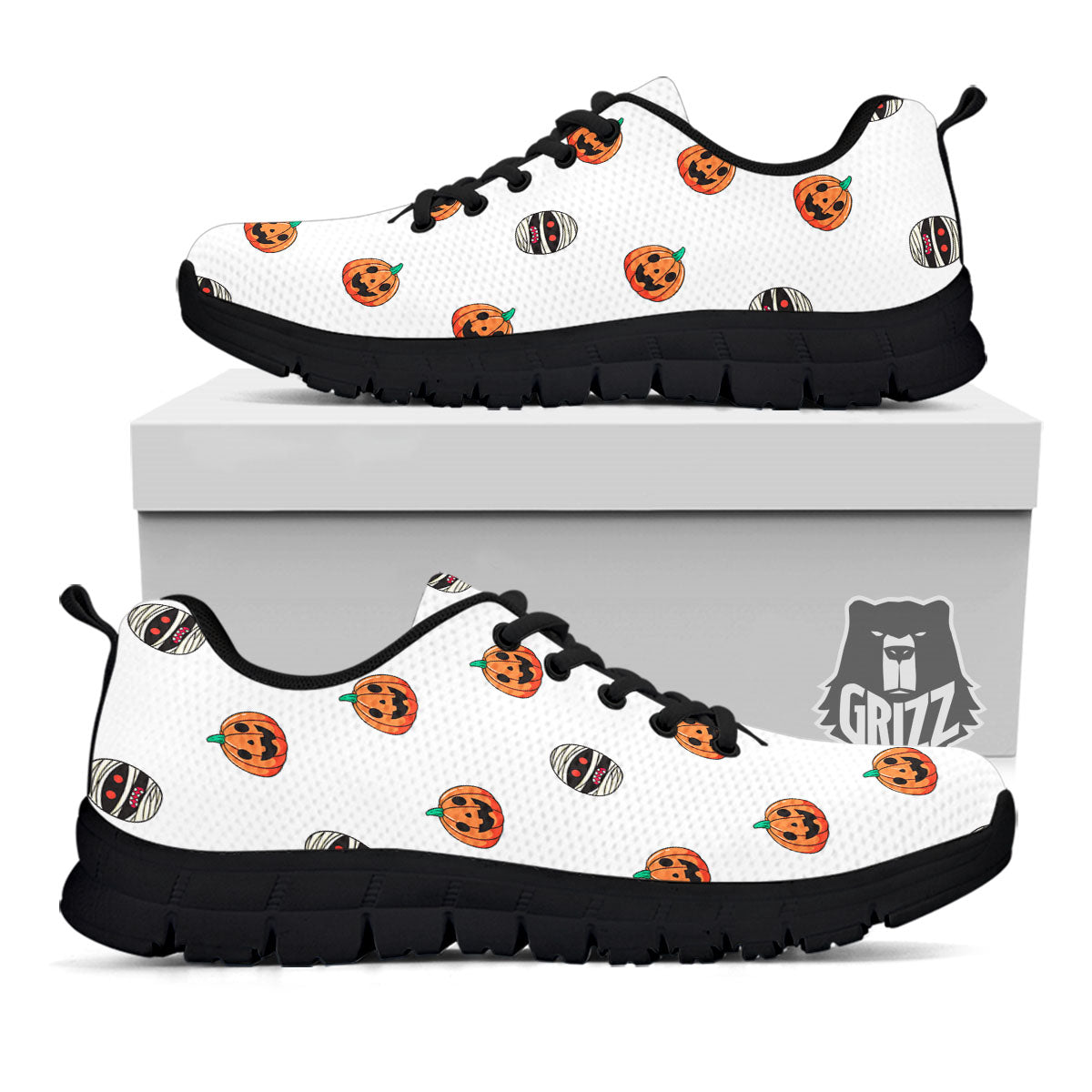 Mummy Halloween Print Pattern Black Sneaker-grizzshop