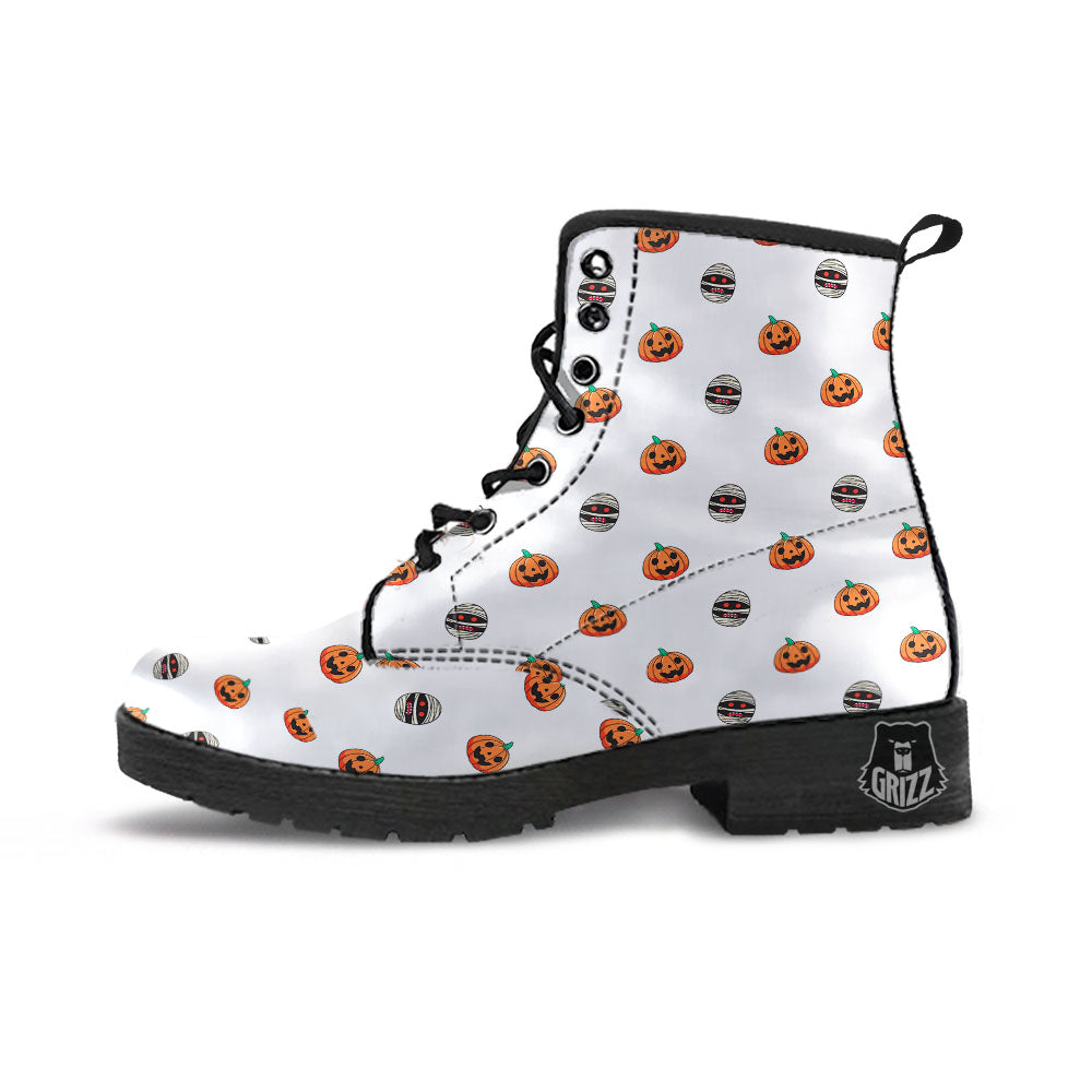 Mummy Halloween Print Pattern Leather Boots-grizzshop
