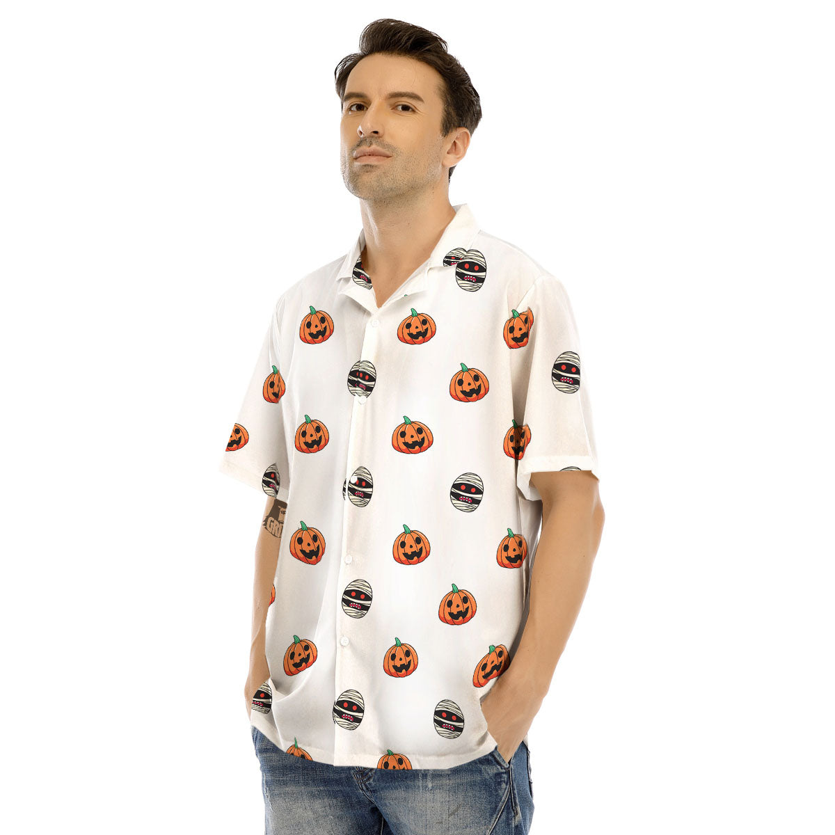 Mummy Halloween Print Pattern Men's Hawaiian Shirt-grizzshop