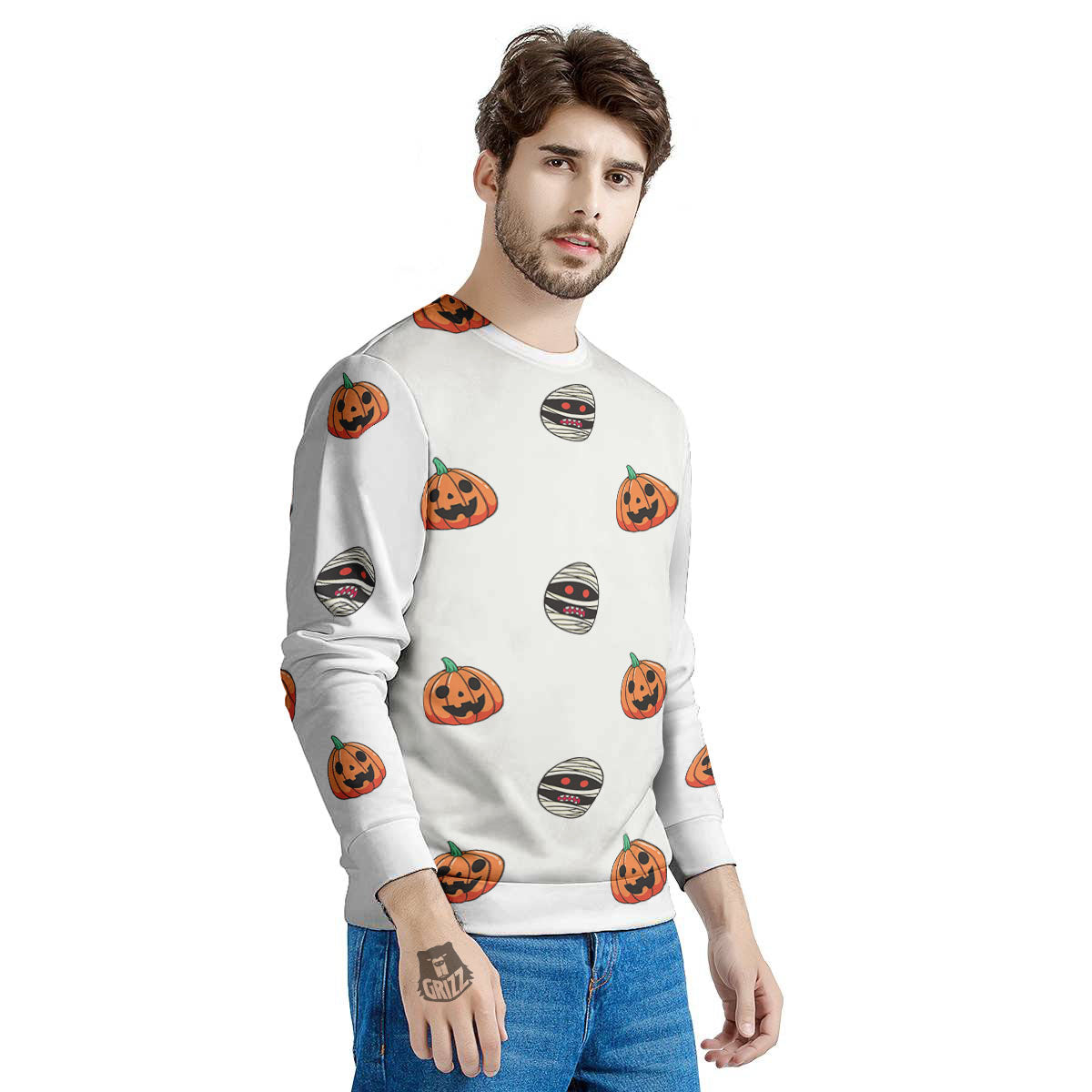 Mummy Halloween Print Pattern Men's Sweatshirt-grizzshop