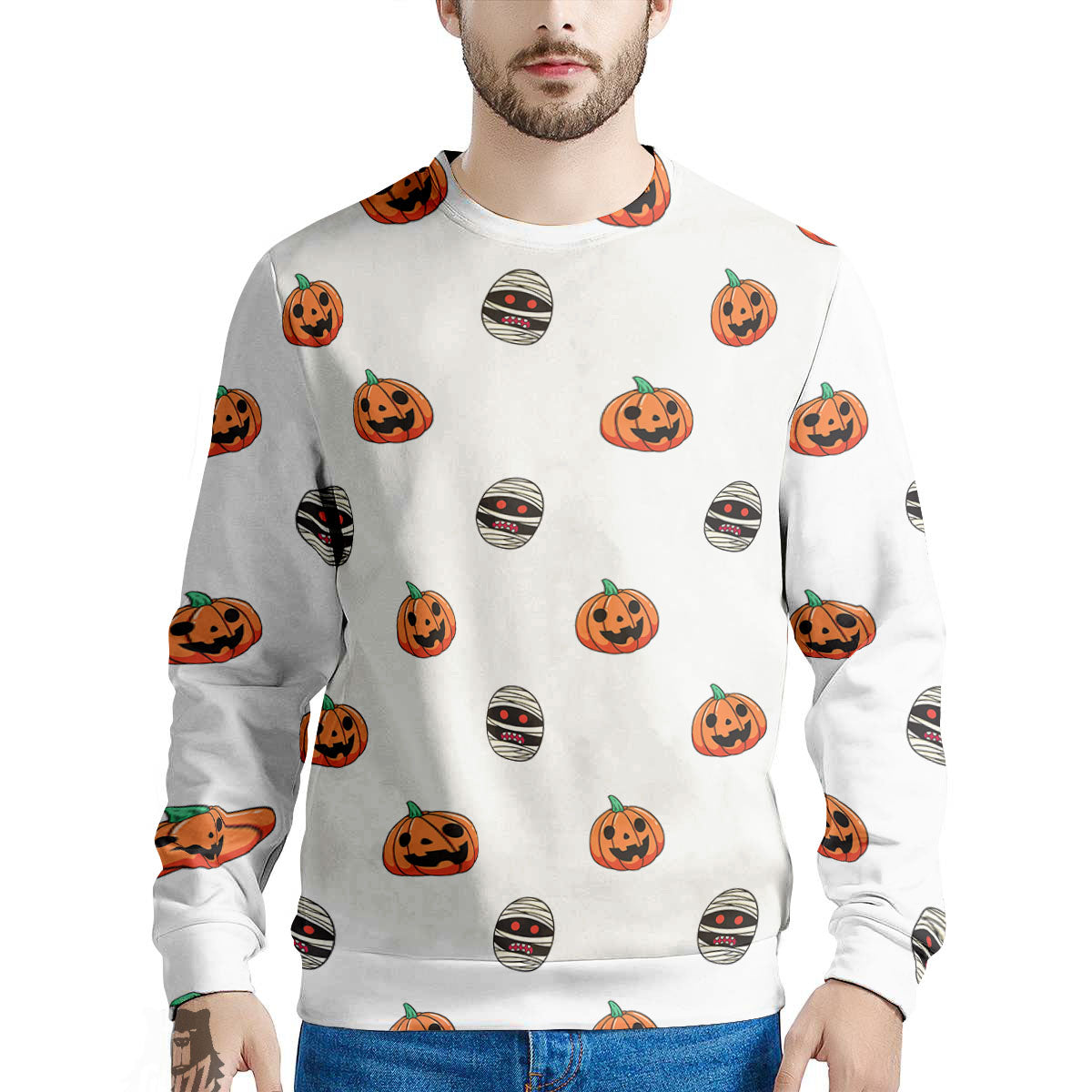 Mummy Halloween Print Pattern Men's Sweatshirt-grizzshop