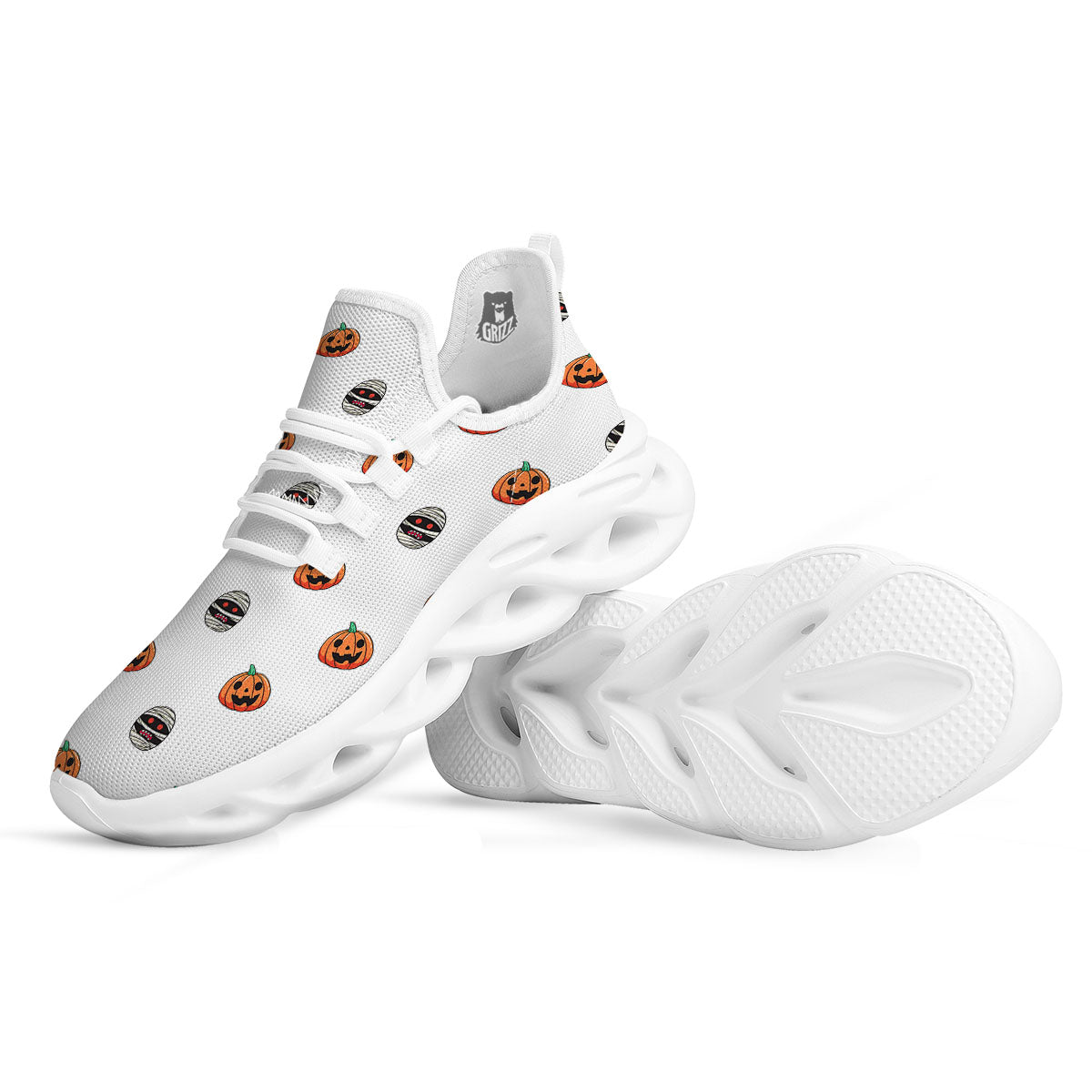 Mummy Halloween Print Pattern White Running Shoes-grizzshop