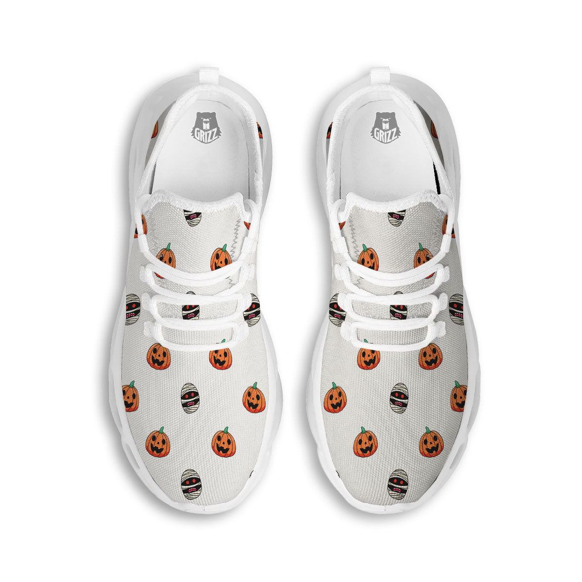 Mummy Halloween Print Pattern White Running Shoes-grizzshop