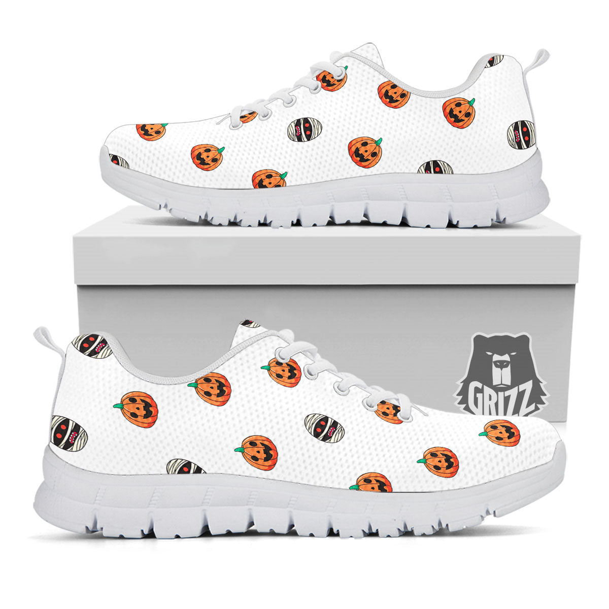 Mummy Halloween Print Pattern White Sneaker-grizzshop