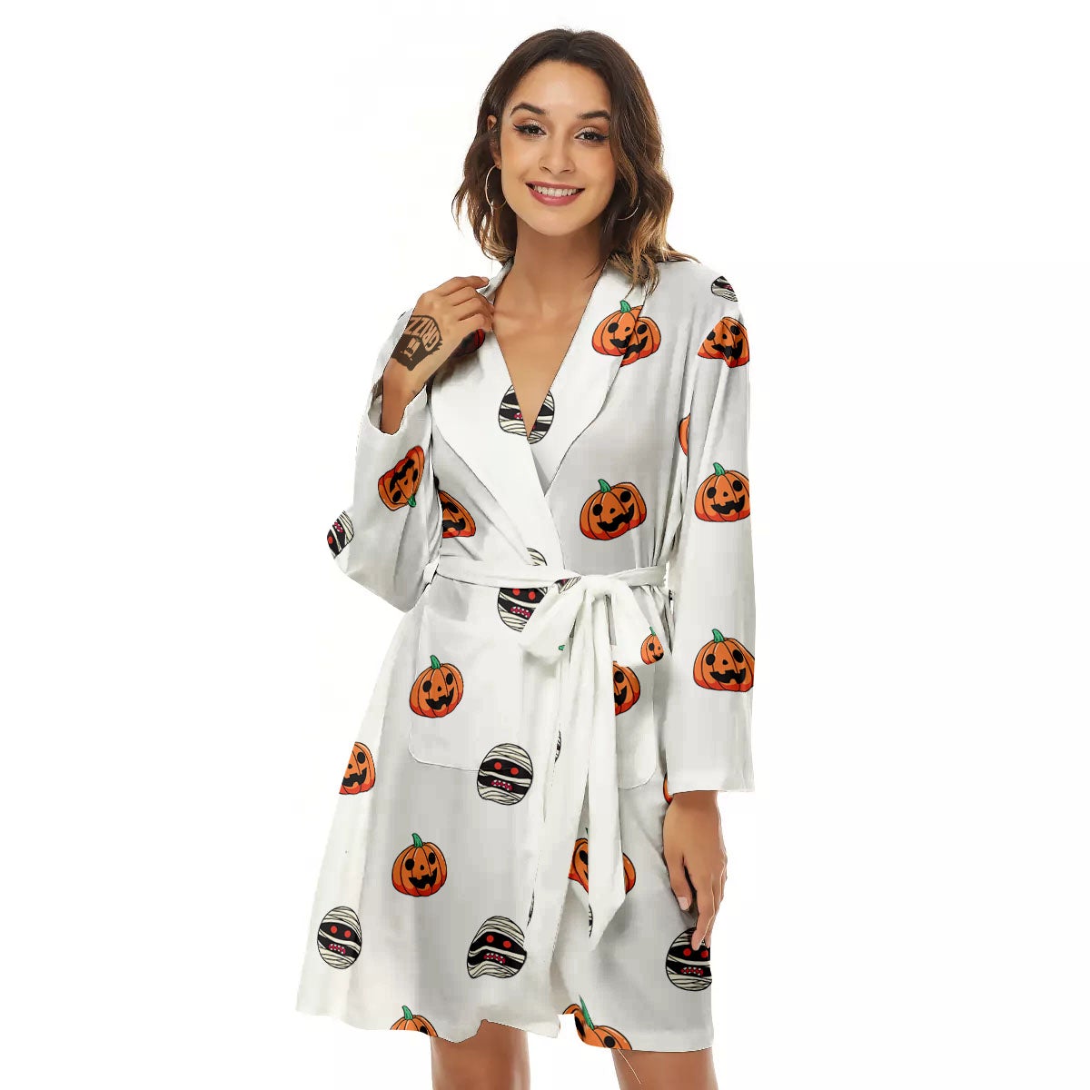Mummy Halloween Print Pattern Women's Robe-grizzshop
