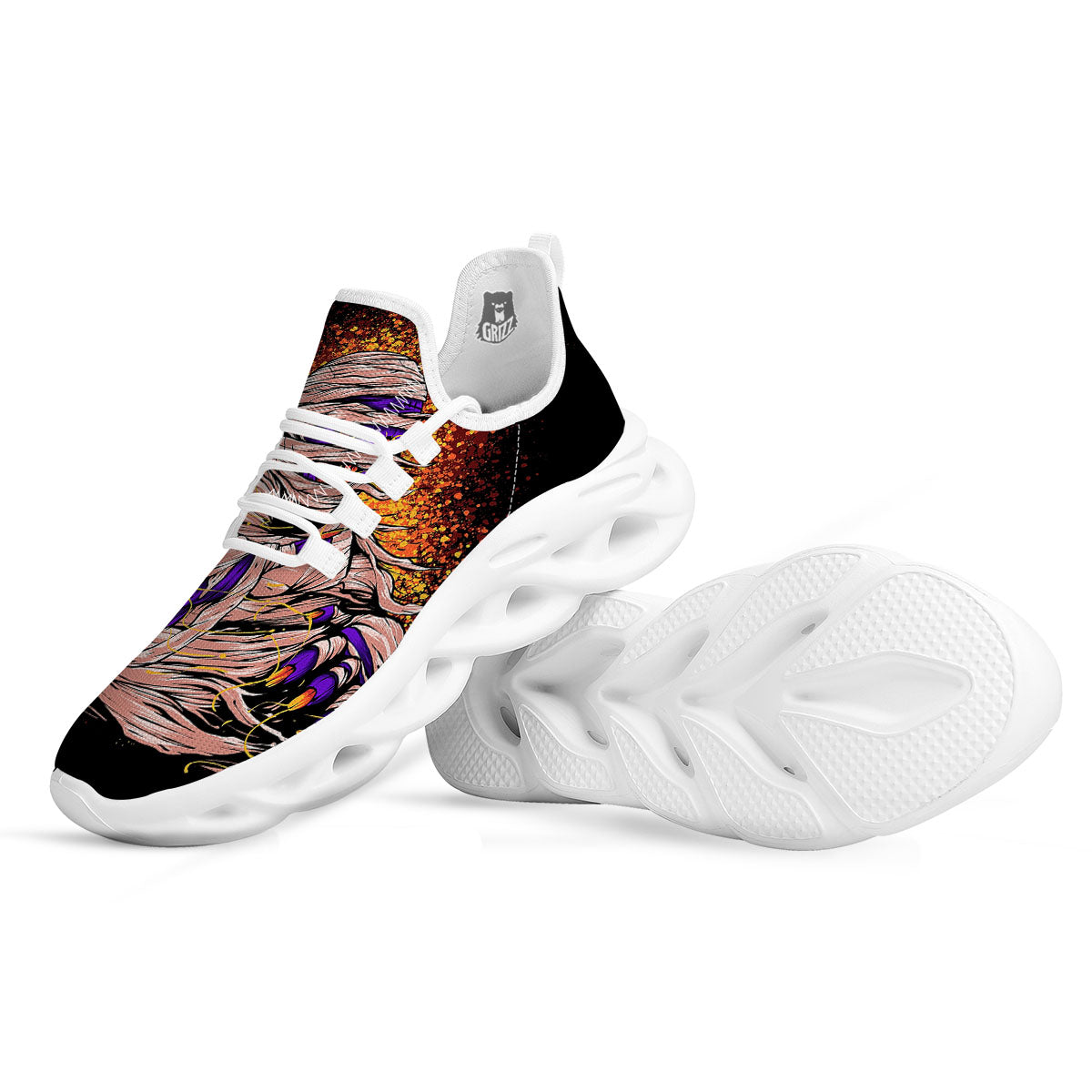 Mummy Halloween Print White Running Shoes-grizzshop
