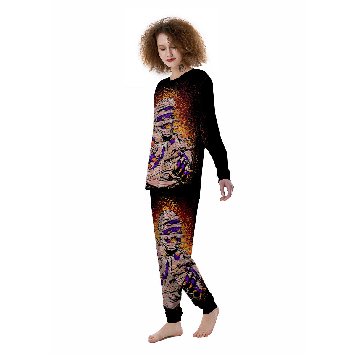 Mummy Halloween Print Women's Pajamas-grizzshop