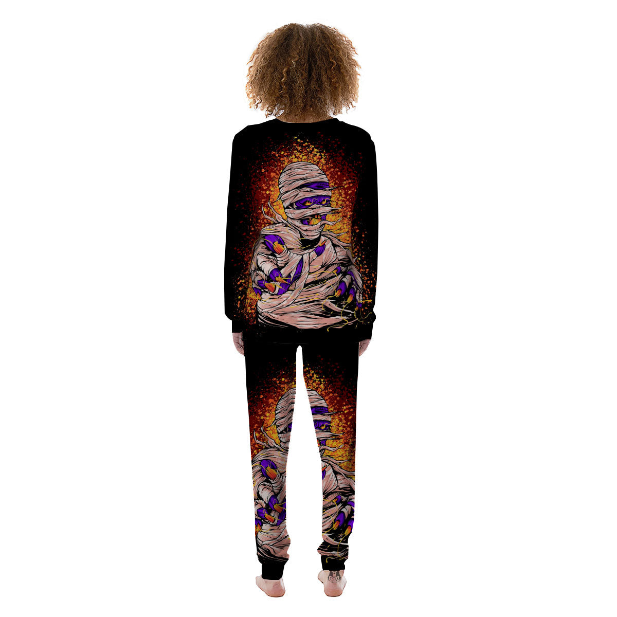 Mummy Halloween Print Women's Pajamas-grizzshop