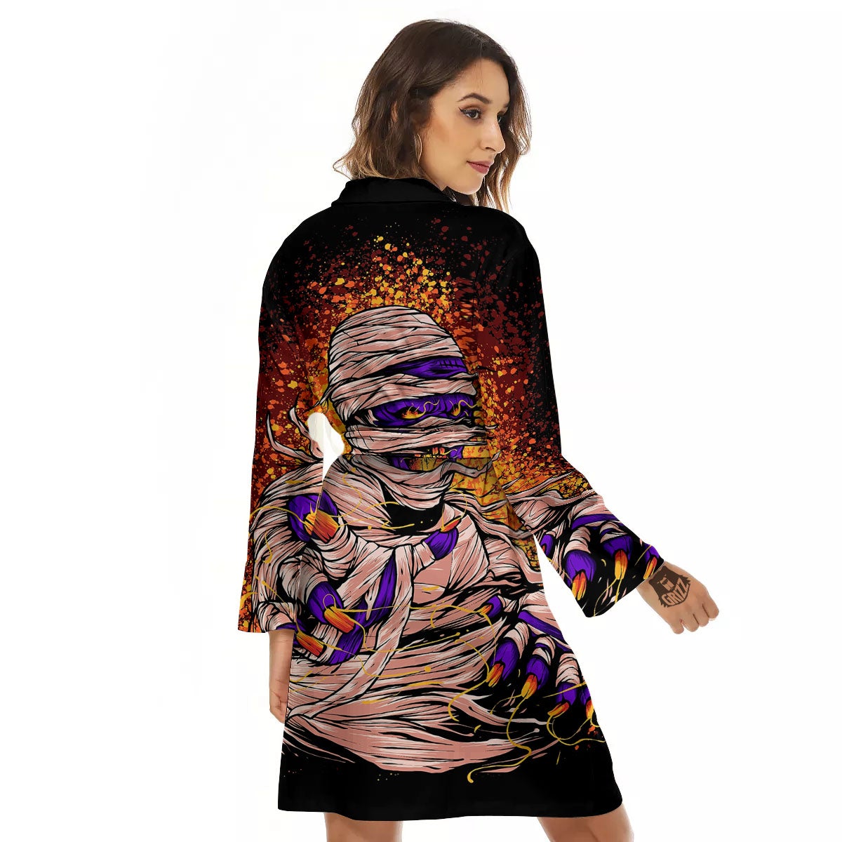 Mummy Halloween Print Women's Robe-grizzshop