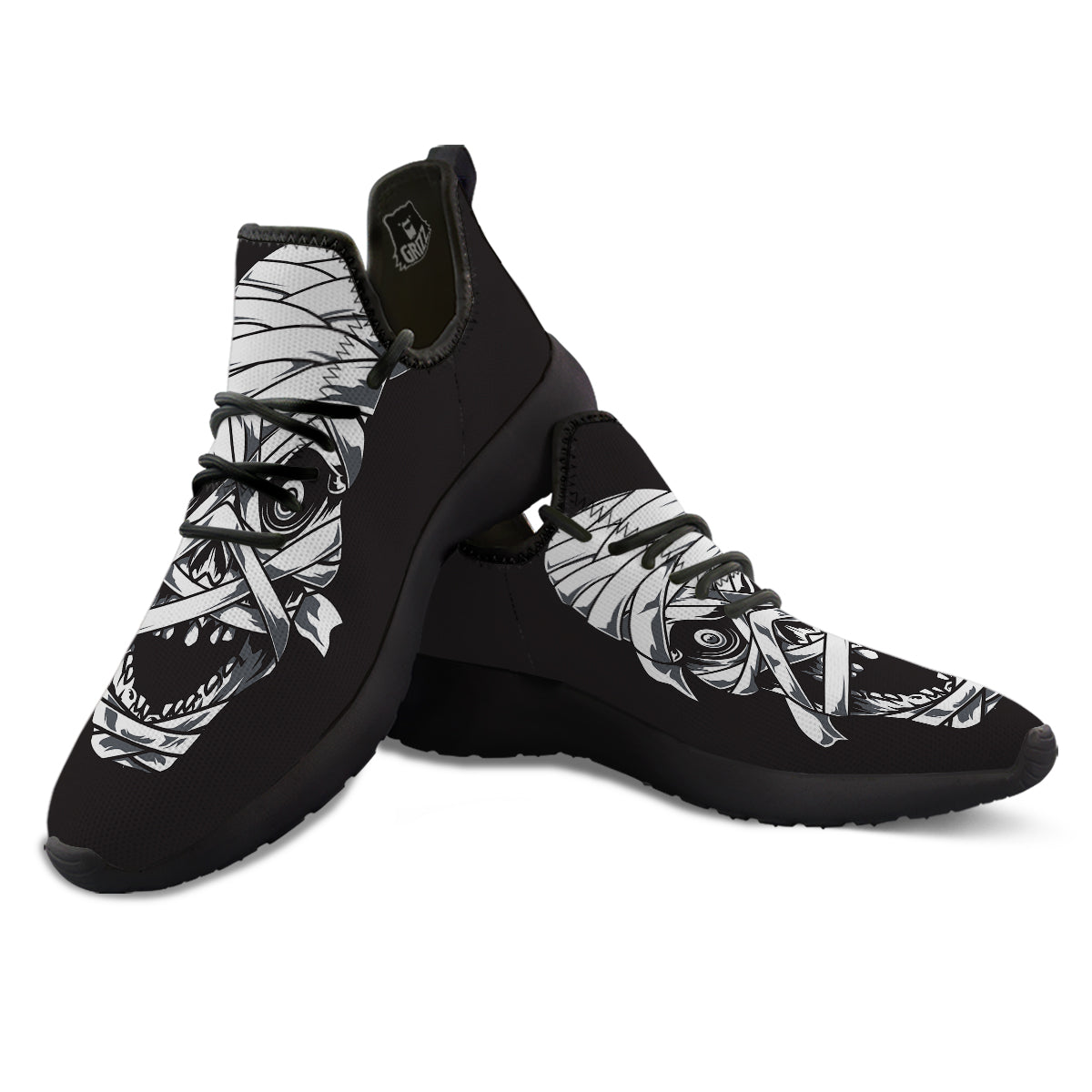 Mummy Head Print Black Athletic Shoes-grizzshop
