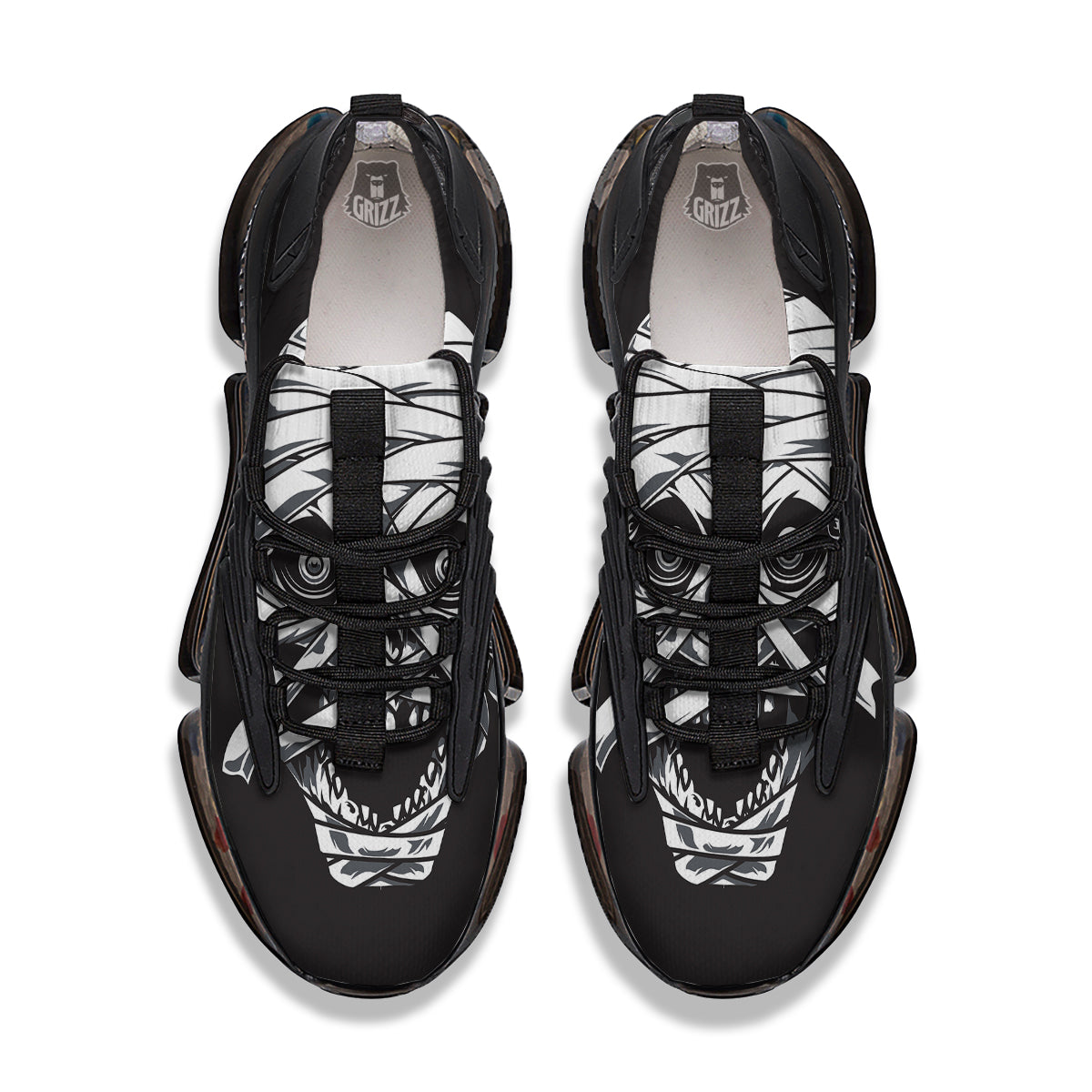 Mummy Head Print Black Gym Shoes-grizzshop