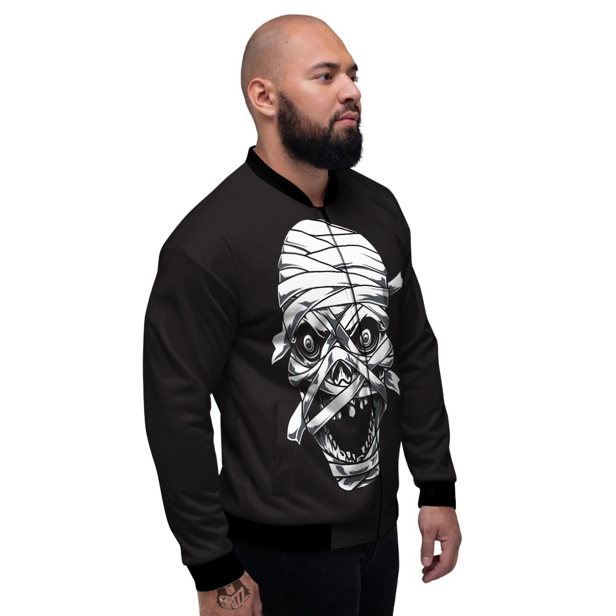 Mummy Head Print Men's Bomber Jacket-grizzshop