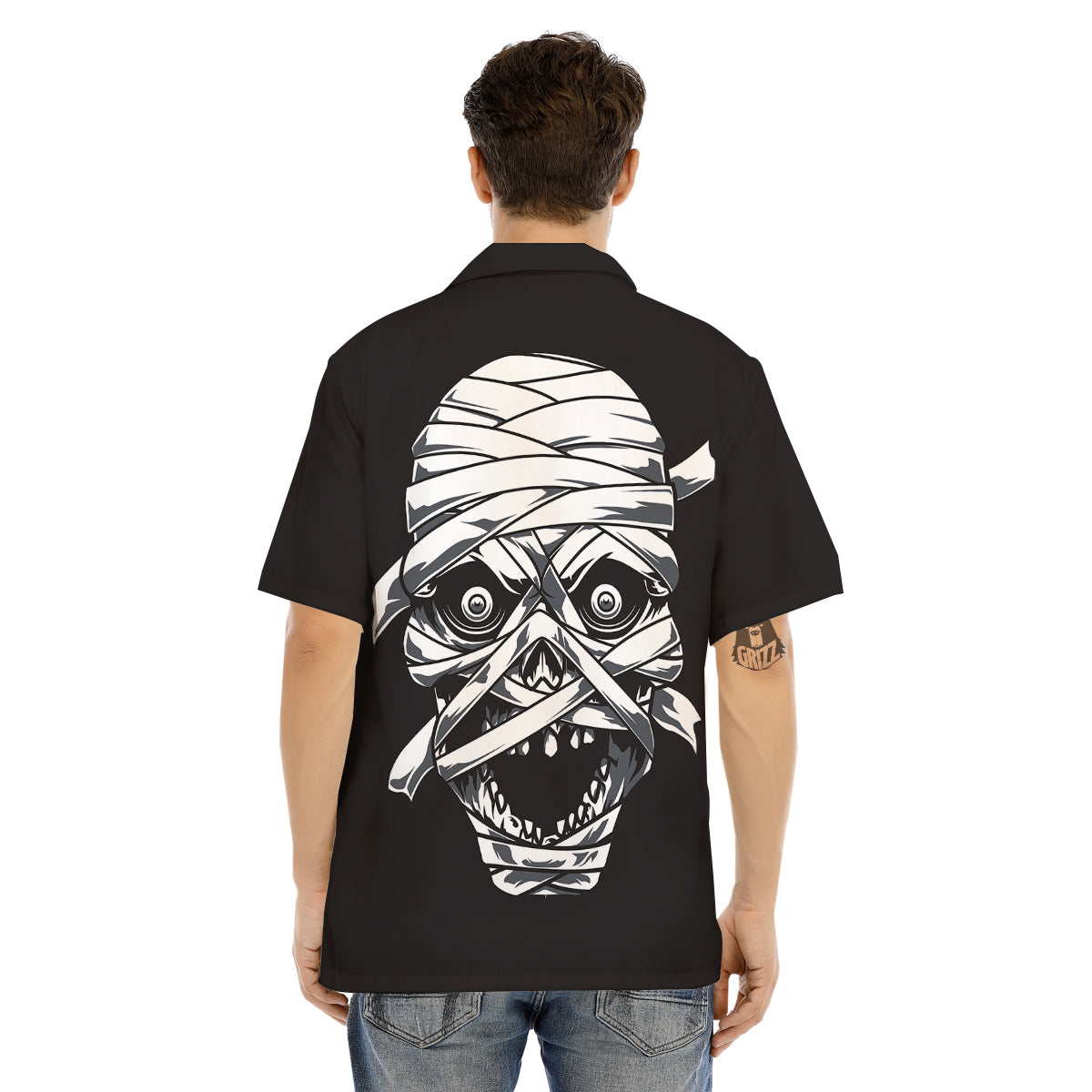Mummy Head Print Men's Hawaiian Shirt-grizzshop