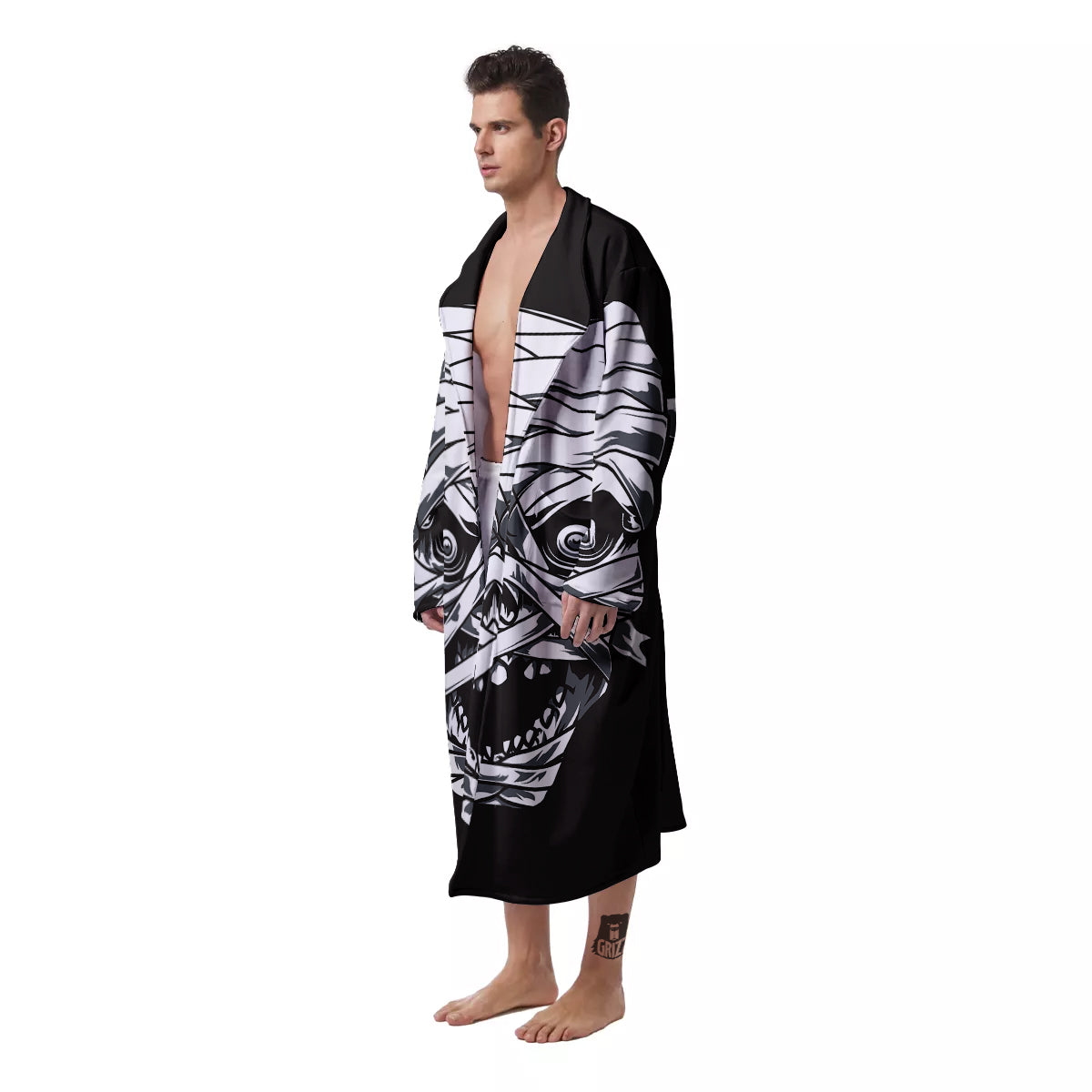Mummy Head Print Men's Robe-grizzshop