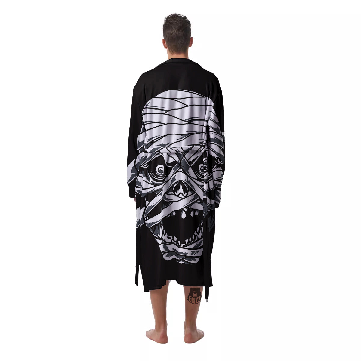 Mummy Head Print Men's Robe-grizzshop