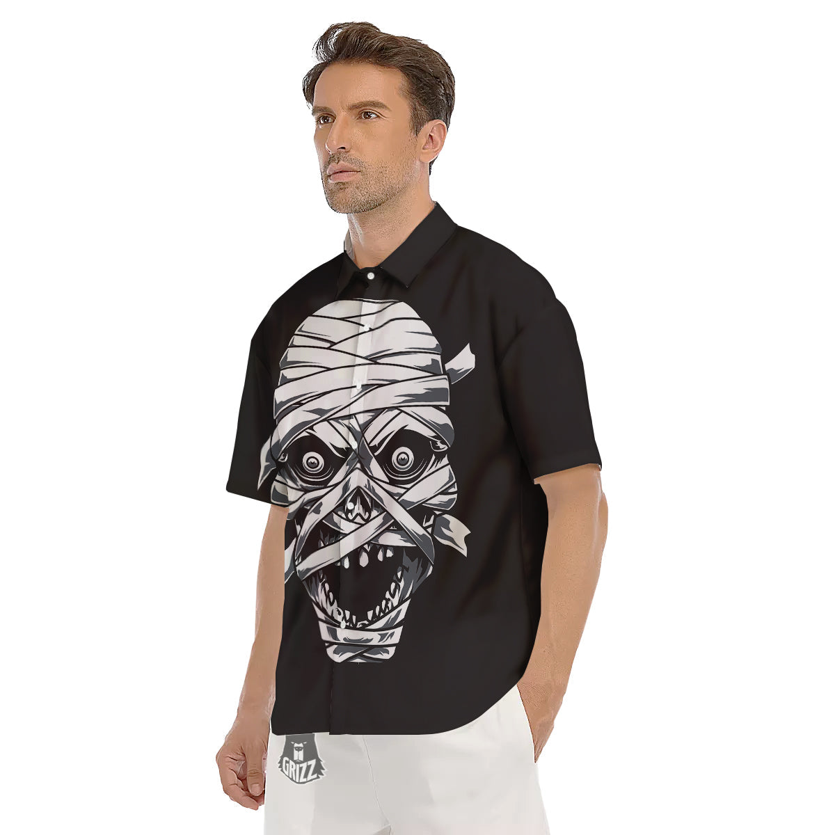 Mummy Head Print Men's Short Sleeve Shirts-grizzshop