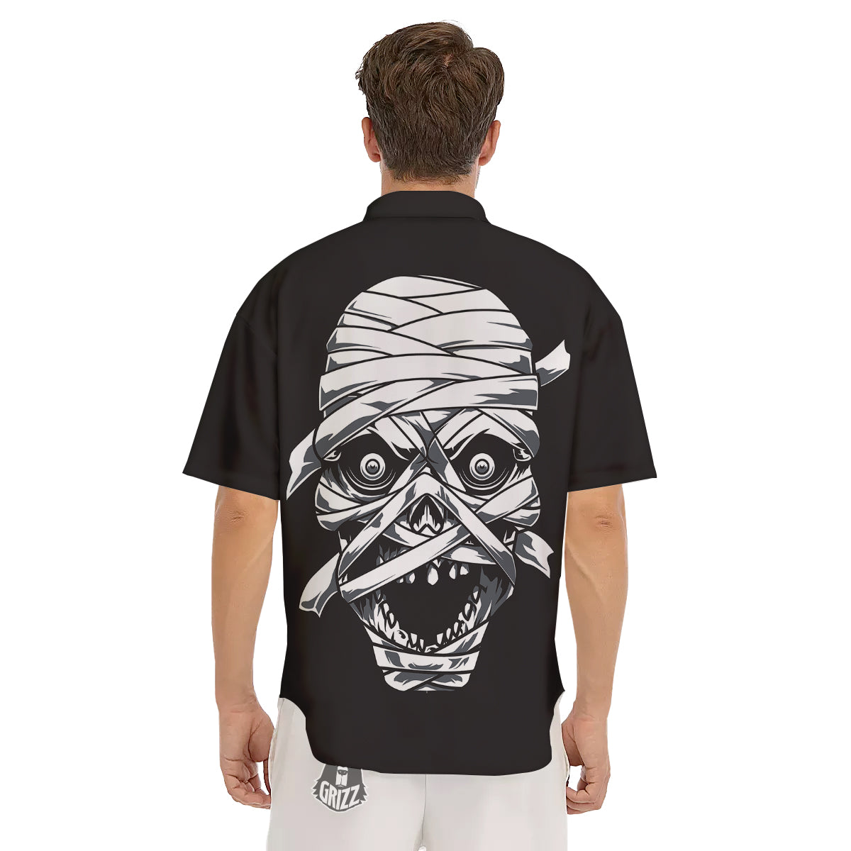 Mummy Head Print Men's Short Sleeve Shirts-grizzshop