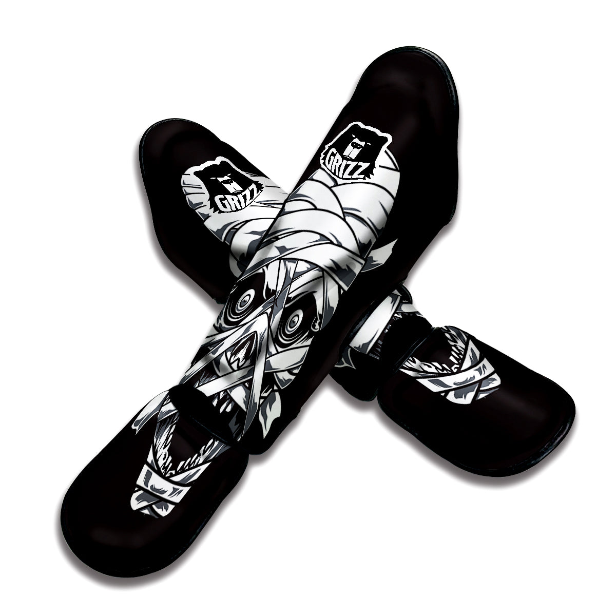 Mummy Head Print Muay Thai Shin Guards-grizzshop