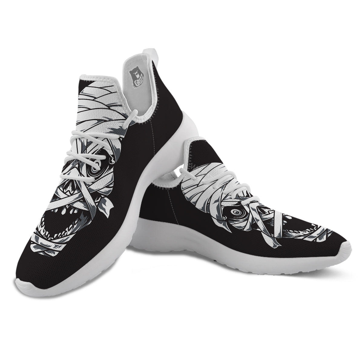 Mummy Head Print White Athletic Shoes-grizzshop