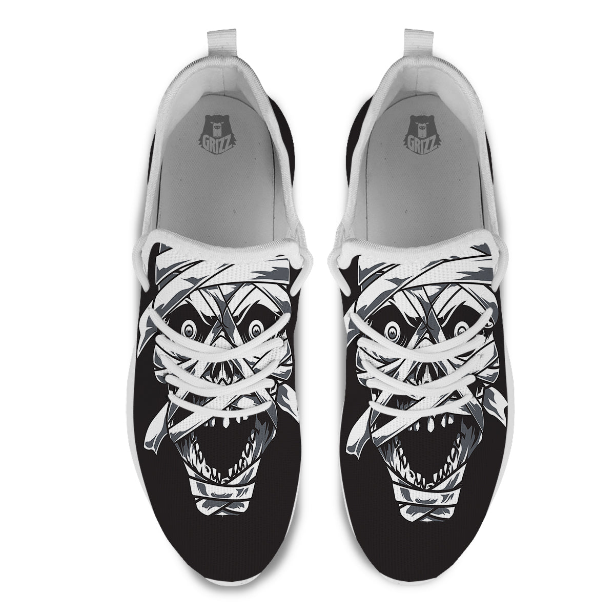 Mummy Head Print White Athletic Shoes-grizzshop