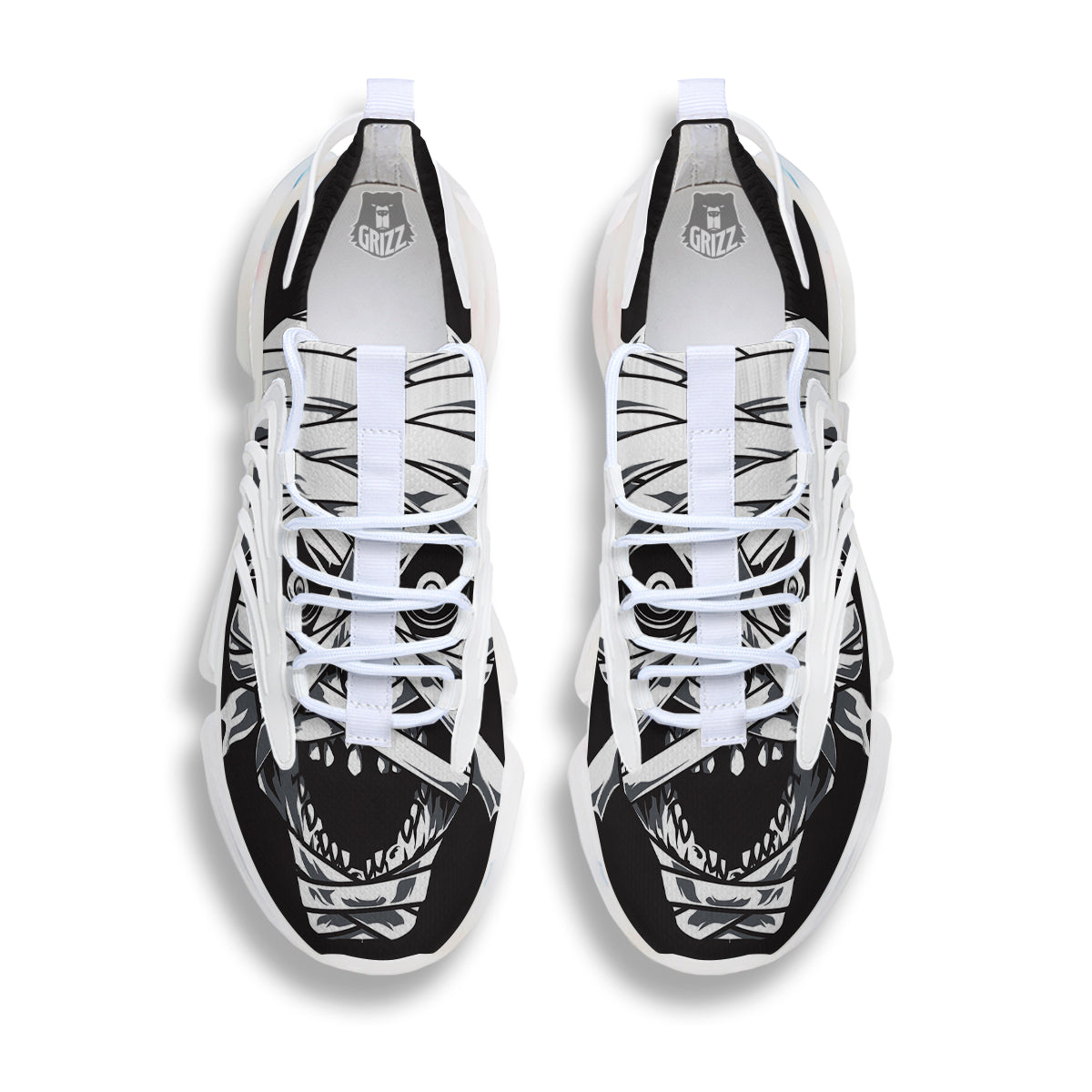 Mummy Head Print White Gym Shoes-grizzshop