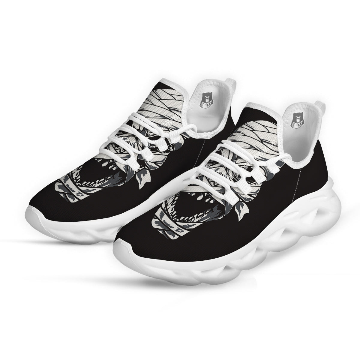 Mummy Head Print White Running Shoes-grizzshop
