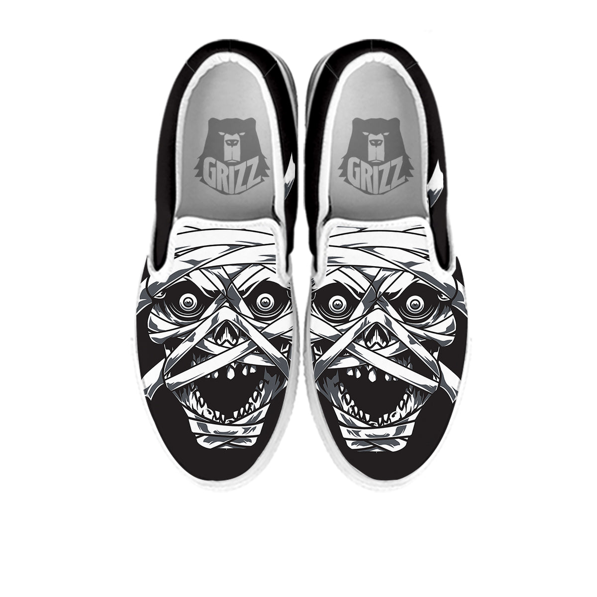 Mummy Head Print White Slip On Shoes-grizzshop