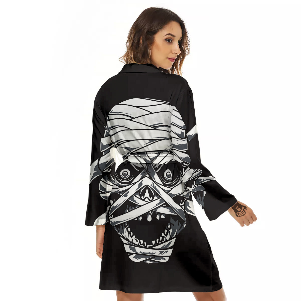 Mummy Head Print Women's Robe-grizzshop