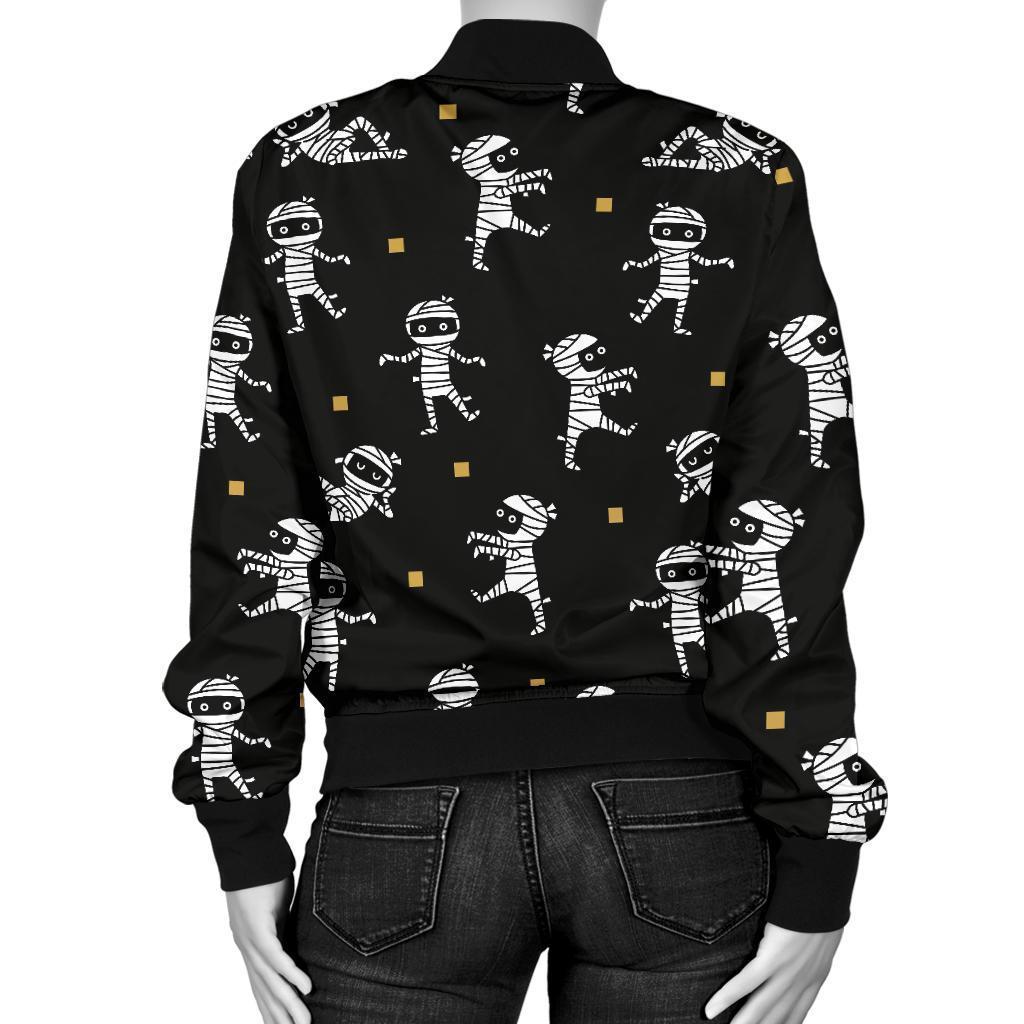 Mummy Pattern Print Women Casual Bomber Jacket-grizzshop