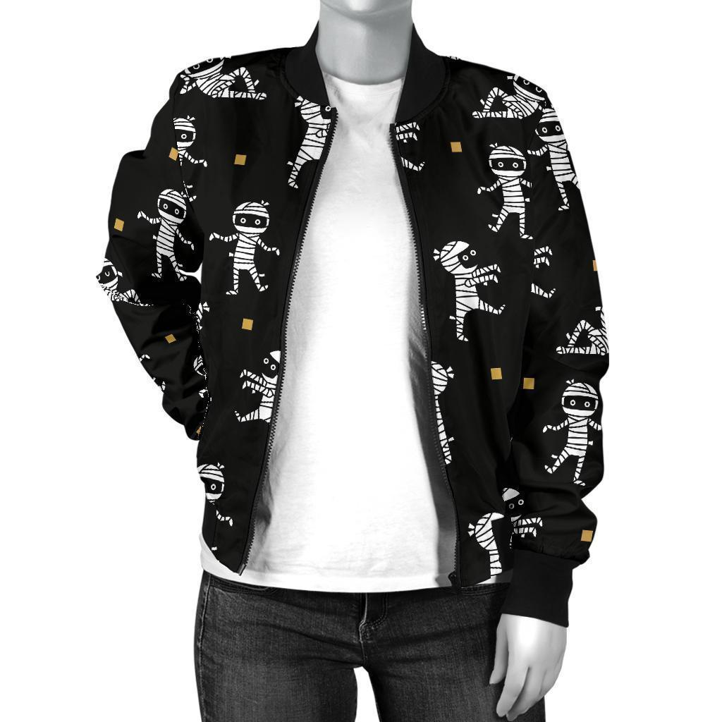 Mummy Pattern Print Women Casual Bomber Jacket-grizzshop