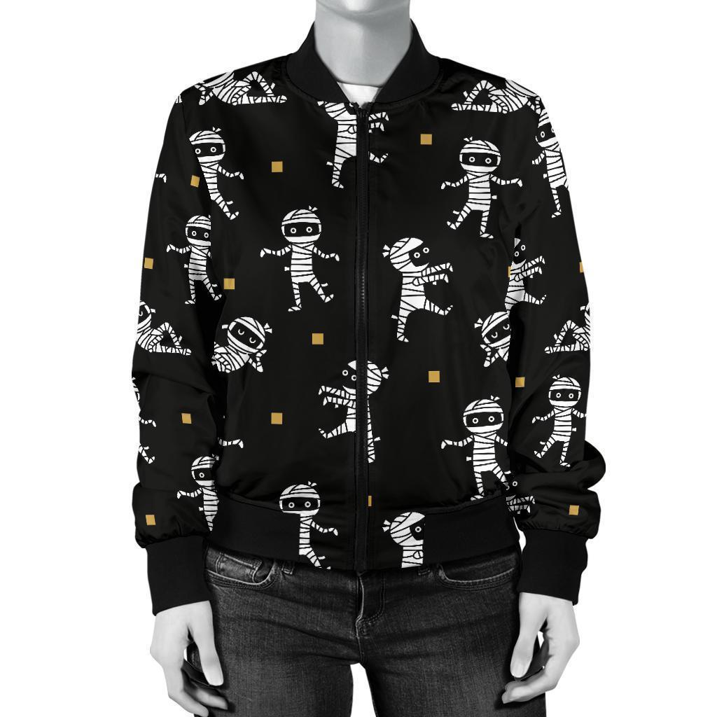 Mummy Pattern Print Women Casual Bomber Jacket-grizzshop