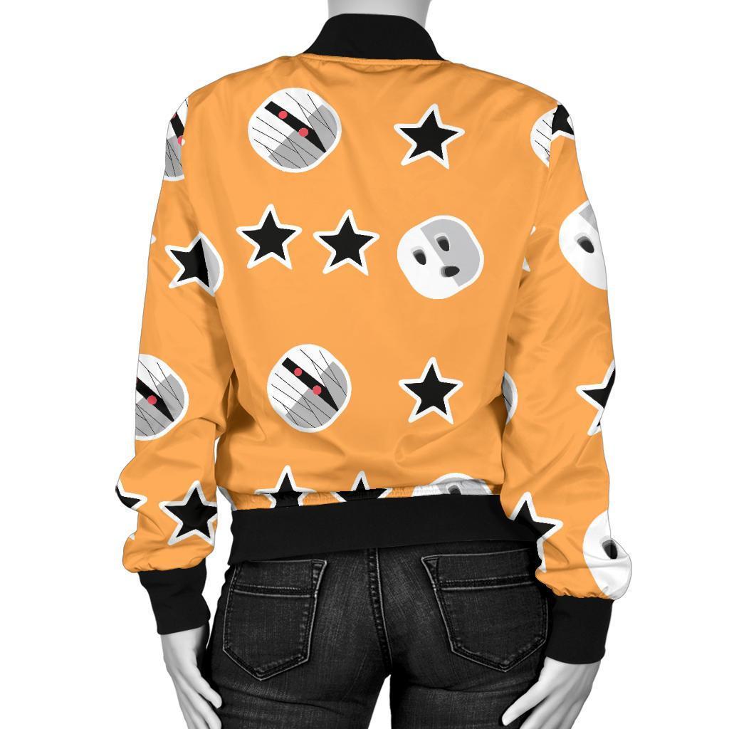 Mummy Print Pattern Women Casual Bomber Jacket-grizzshop