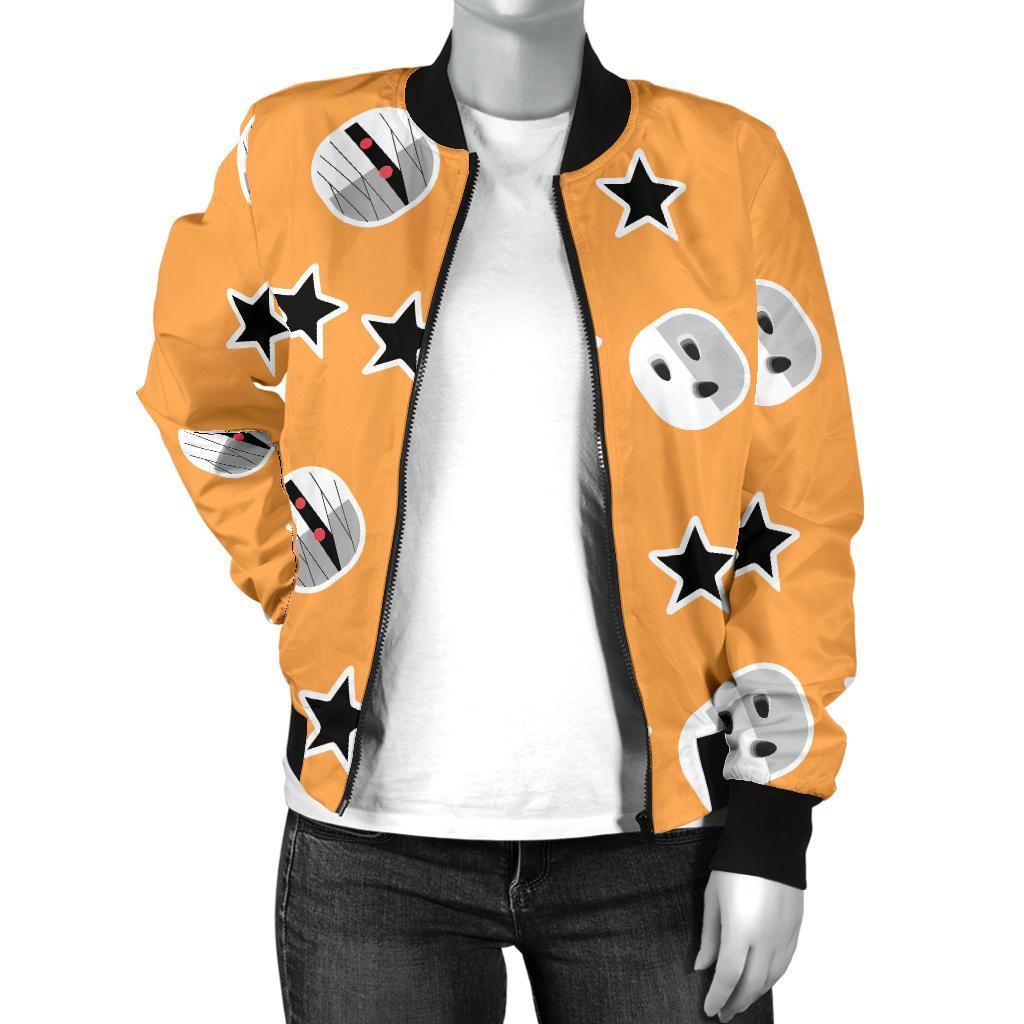 Mummy Print Pattern Women Casual Bomber Jacket-grizzshop