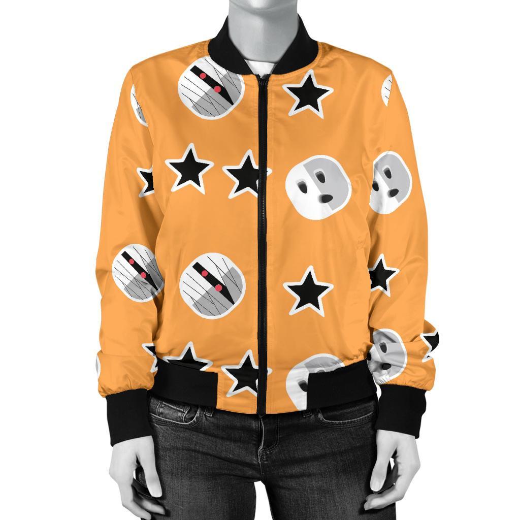 Mummy Print Pattern Women Casual Bomber Jacket-grizzshop