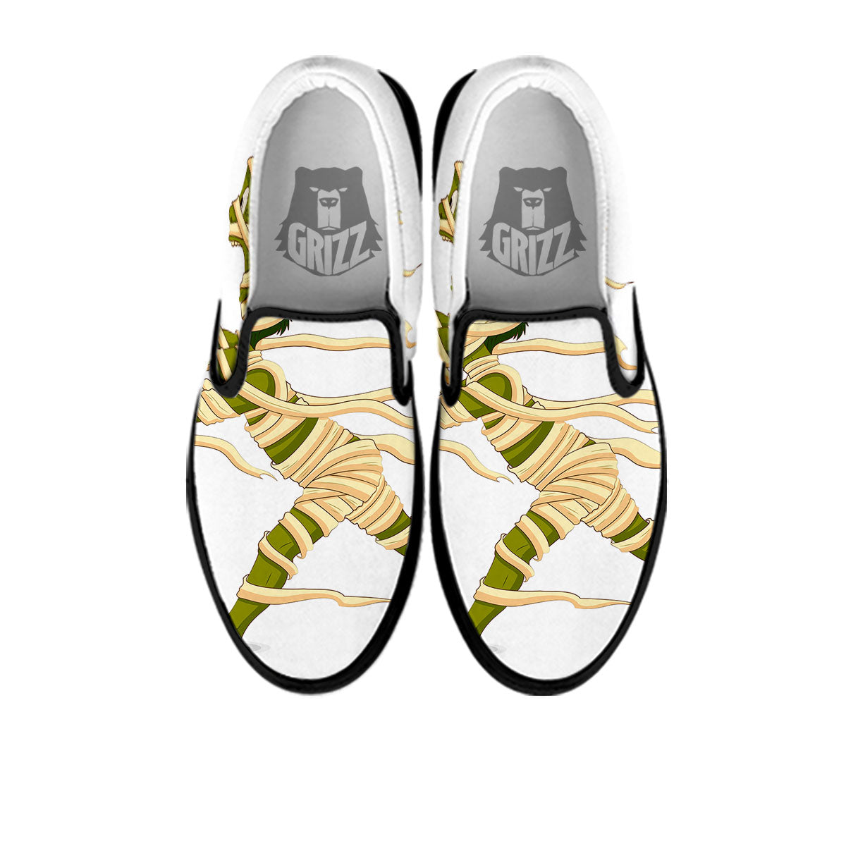 Mummy Running Print Black Slip On Shoes-grizzshop