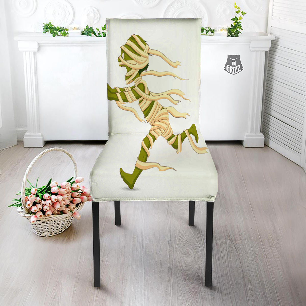 Mummy Running Print Dining Chair Slipcover-grizzshop