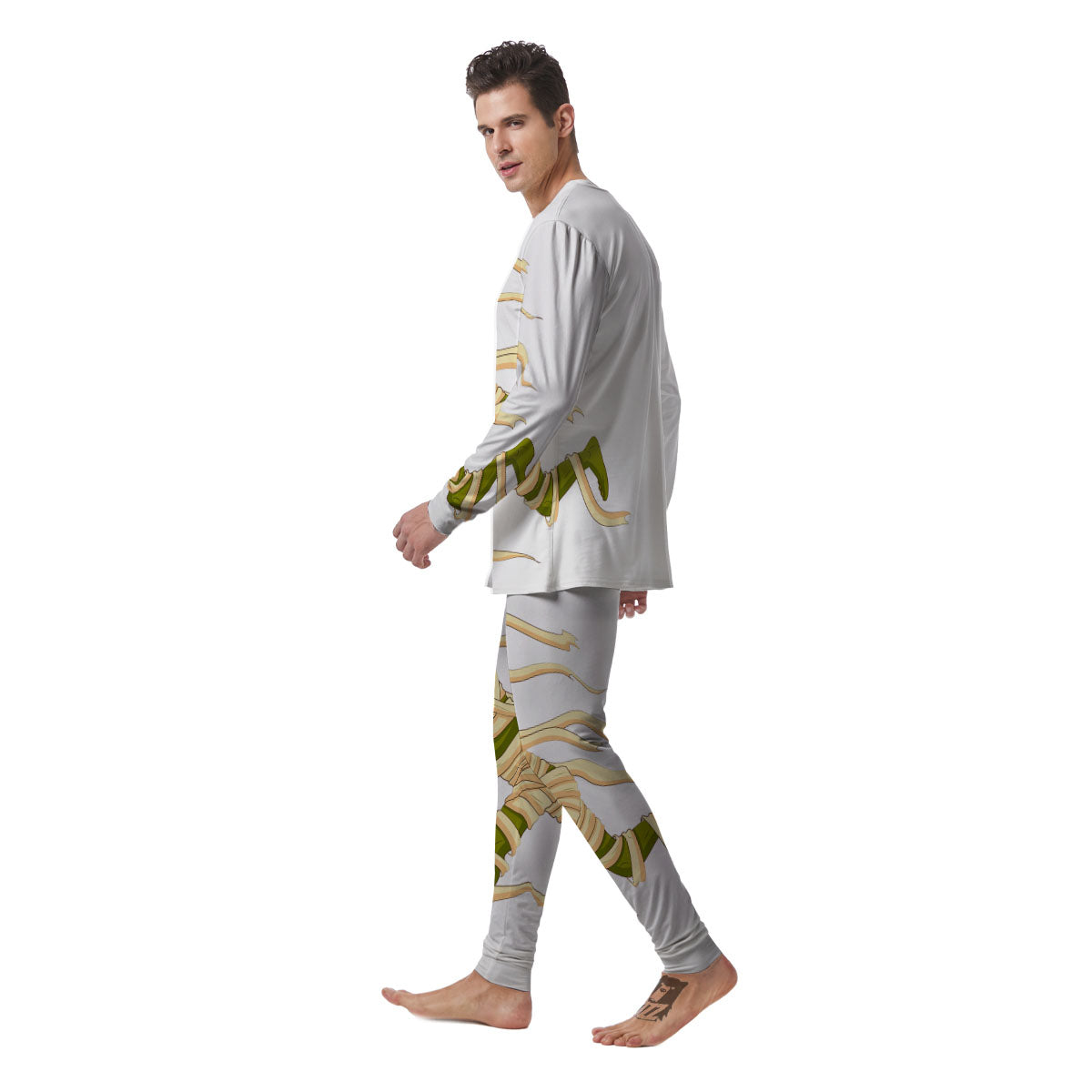 Mummy Running Print Men's Pajamas-grizzshop