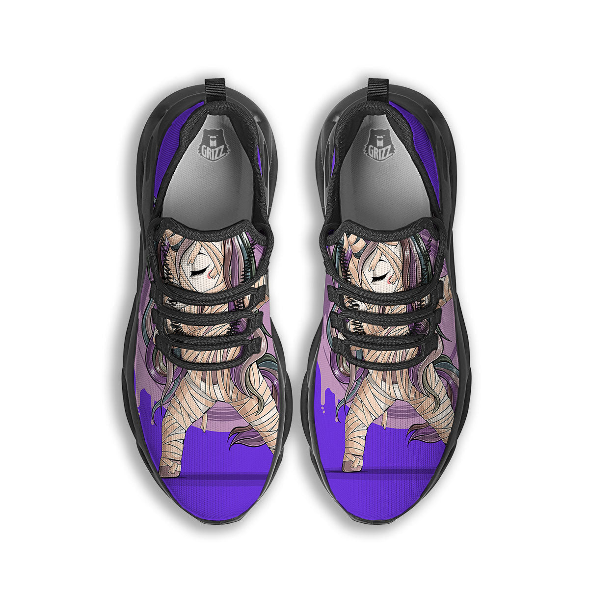 Mummy Unicorn Dap Print Black Running Shoes-grizzshop