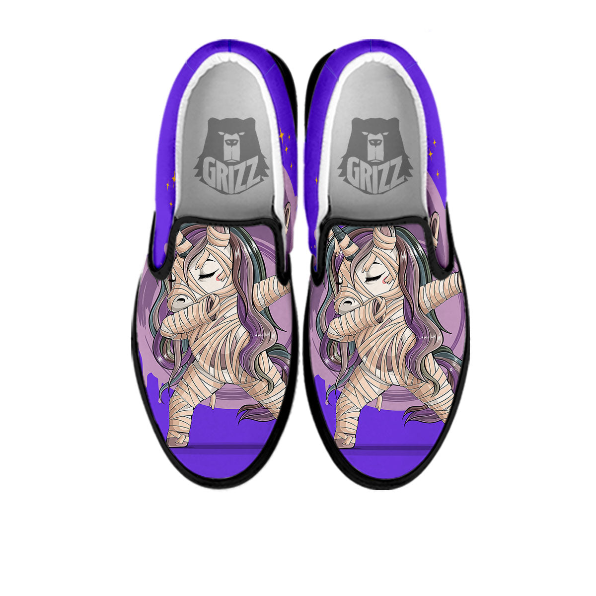 Mummy Unicorn Dap Print Black Slip On Shoes-grizzshop