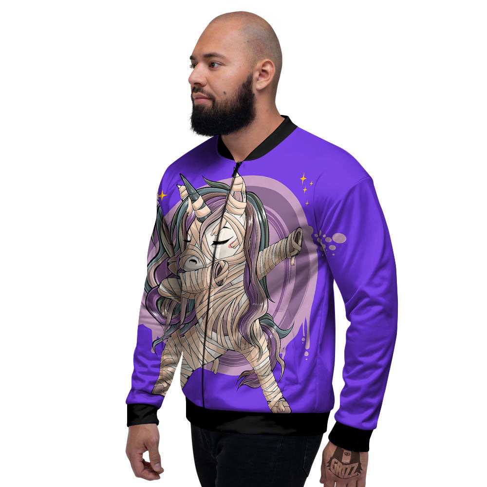 Mummy Unicorn Dap Print Men's Bomber Jacket-grizzshop