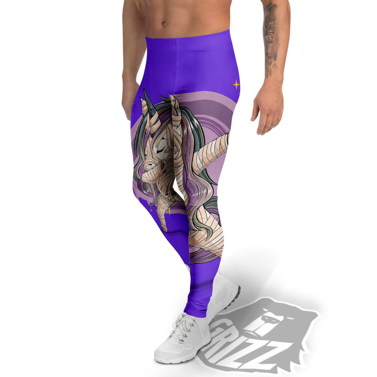 Mummy Unicorn Dap Print Men's Leggings-grizzshop