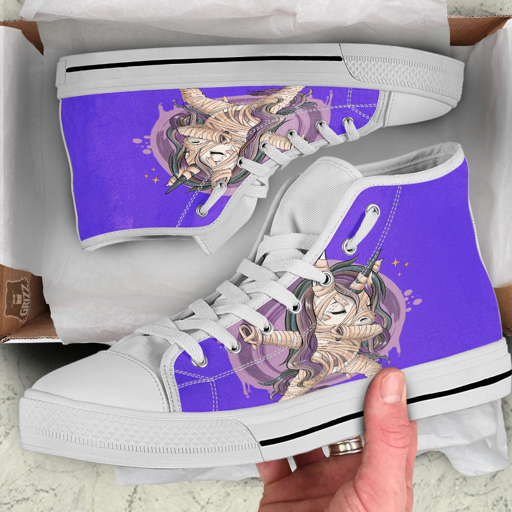 Mummy Unicorn Dap Print White High Top Shoes-grizzshop