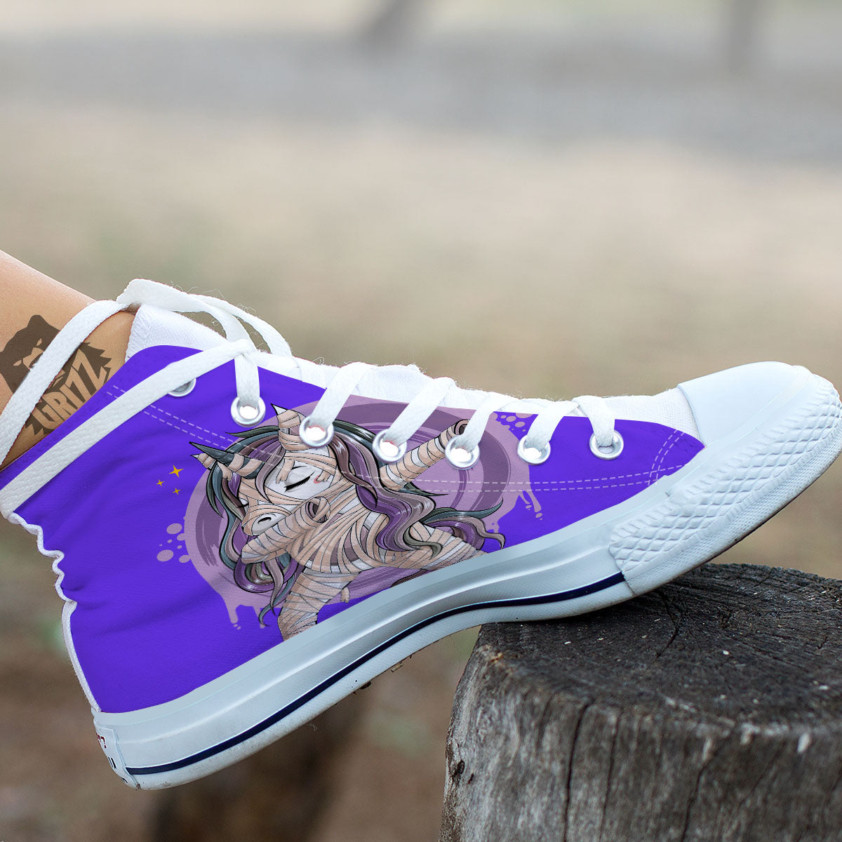Mummy Unicorn Dap Print White High Top Shoes-grizzshop