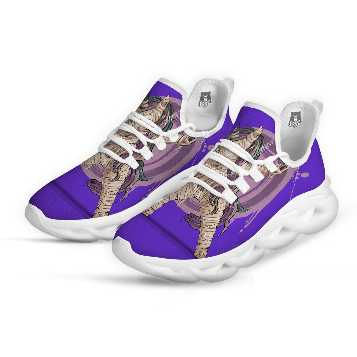 Mummy Unicorn Dap Print White Running Shoes-grizzshop