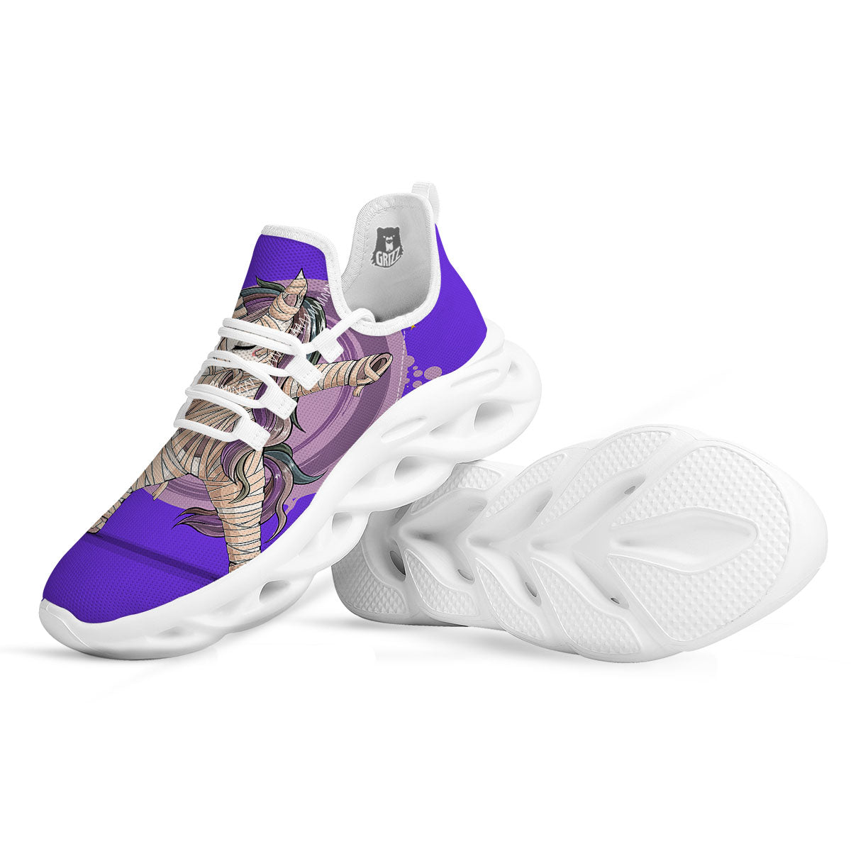 Mummy Unicorn Dap Print White Running Shoes-grizzshop